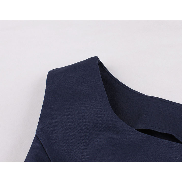 Elegant Crew Neck Sleeveless Contrast Color Patchwork Midi Formal Dress with Belt N19026