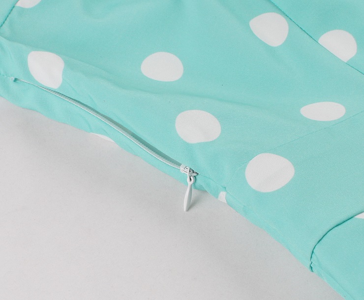 Vintage-Inspired Teal Polka Dot Dress with Contrast Red Collar - Retro A-Line Swing Dress N237835