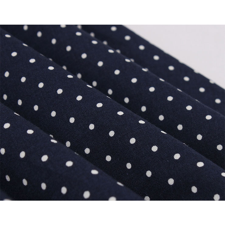 1950's Vintage Lapel Floral Lace Sleeves Polka Dots High Waist Daily Casual Swing Dress N21497