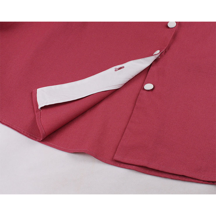 1950s Vintage Lapel Short Sleeve Front Button High Waist Office Lady Cocktail Midi Dress N22043