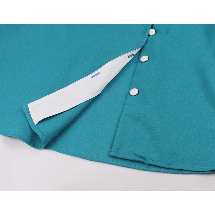 1950s Vintage Lapel Short Sleeve Front Button High Waist Office Lady Cocktail Midi Dress N22044