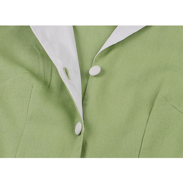 1950s Vintage Lapel Short Sleeve Front Button High Waist Office Lady Cocktail Midi Dress N22045