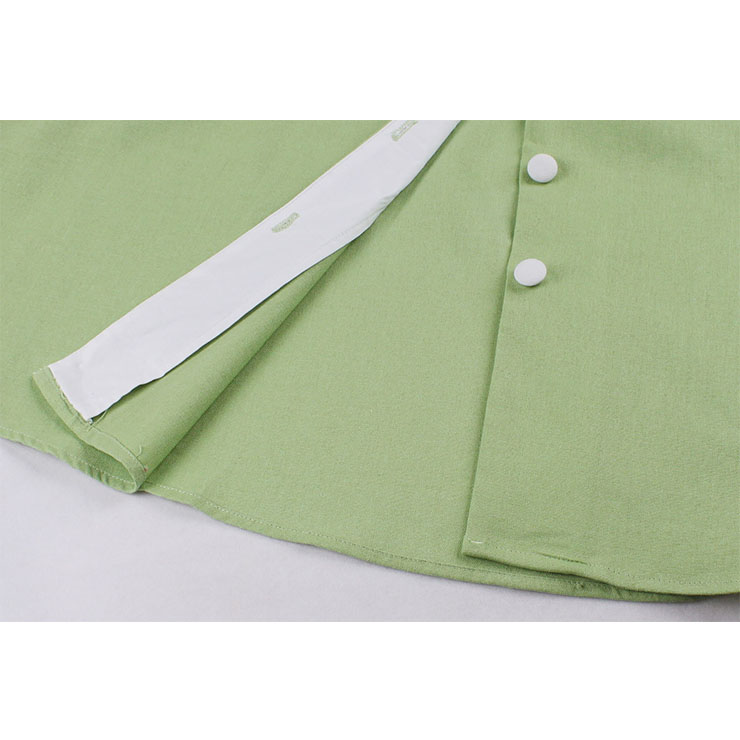 1950s Vintage Lapel Short Sleeve Front Button High Waist Office Lady Cocktail Midi Dress N22045
