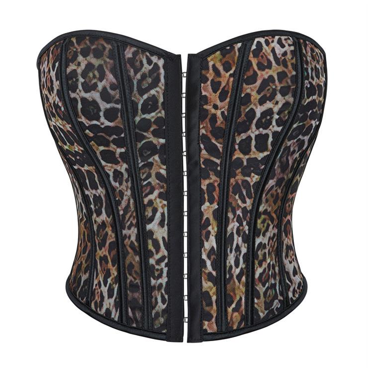 Leopard Print Single Breasted Women's Tube Top Push Up Palace Corset N23640