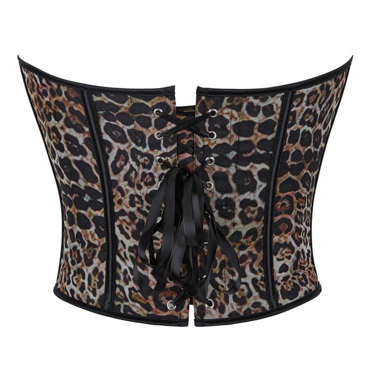Leopard Print Single Breasted Women's Tube Top Push Up Palace Corset N23640