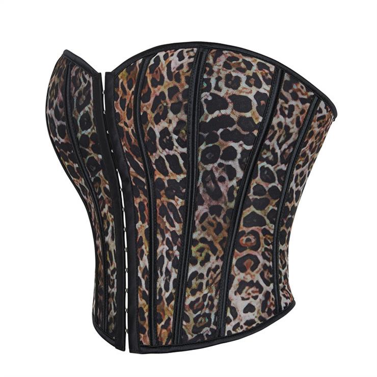 Leopard Print Single Breasted Women's Tube Top Push Up Palace Corset N23640
