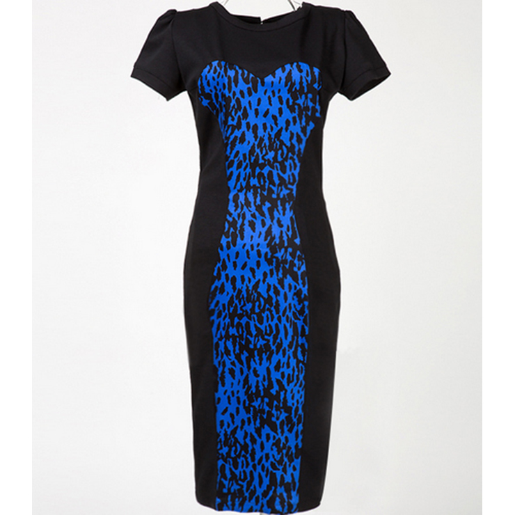 Fashion Round Neck Leopard Print Evening Party Pencil Bodycon Midi Dresses N11932
