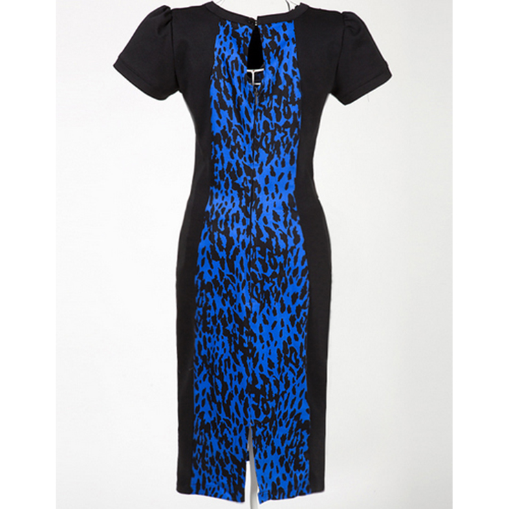 Fashion Round Neck Leopard Print Evening Party Pencil Bodycon Midi Dresses N11932