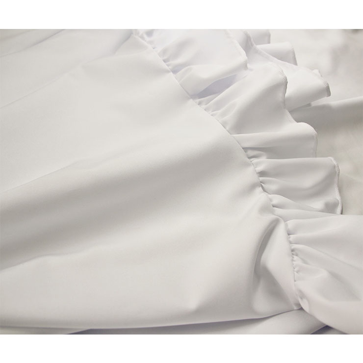 Vintage White Off-shoulder Ruffle Elastic Puff Sleeve High Waist Harajuku High-low Dress N21908