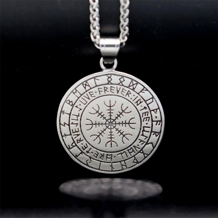 Vintage Norse Viking Pirate Men's Stainless Steel Pendant - Mythological Odin's Design J23699
