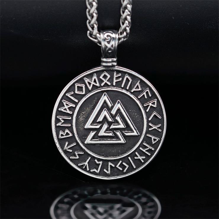 Vintage Norse Viking Pirate Men's Stainless Steel Pendant - Mythological Odin's Design J23700