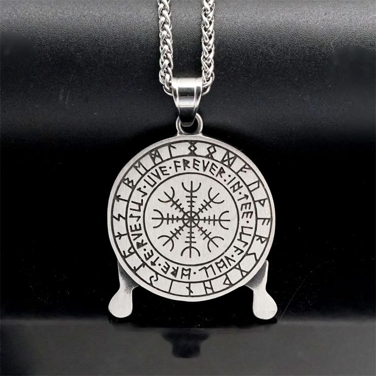 Vintage Norse Viking Pirate Men's Stainless Steel Pendant - Mythological Odin's Design J23701