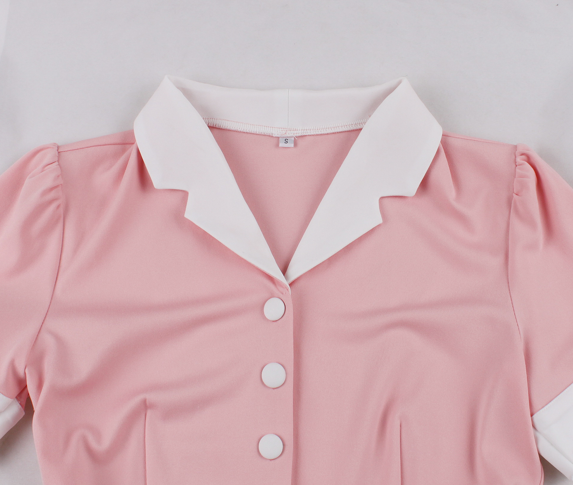 Vintage Pink Dress with Strawberry Print and White Waist Belt - Sweetheart Neckline Party Dress for Women N23824