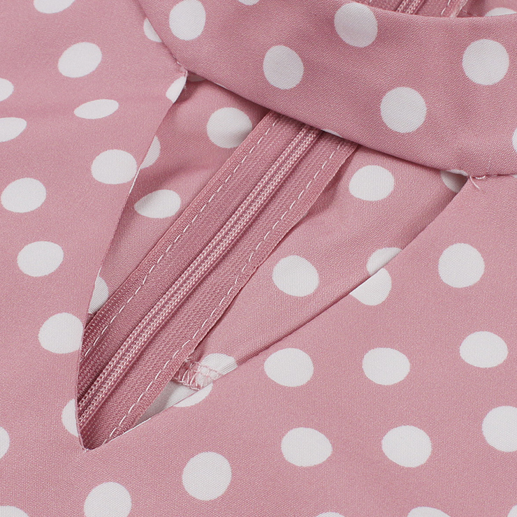 Vintage Pink Polka Dot Halter Swing Dress 1950s Style N23935