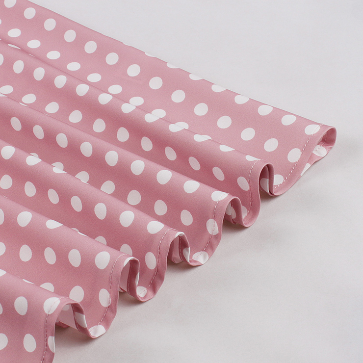 Vintage Pink Polka Dot Halter Swing Dress 1950s Style N23935