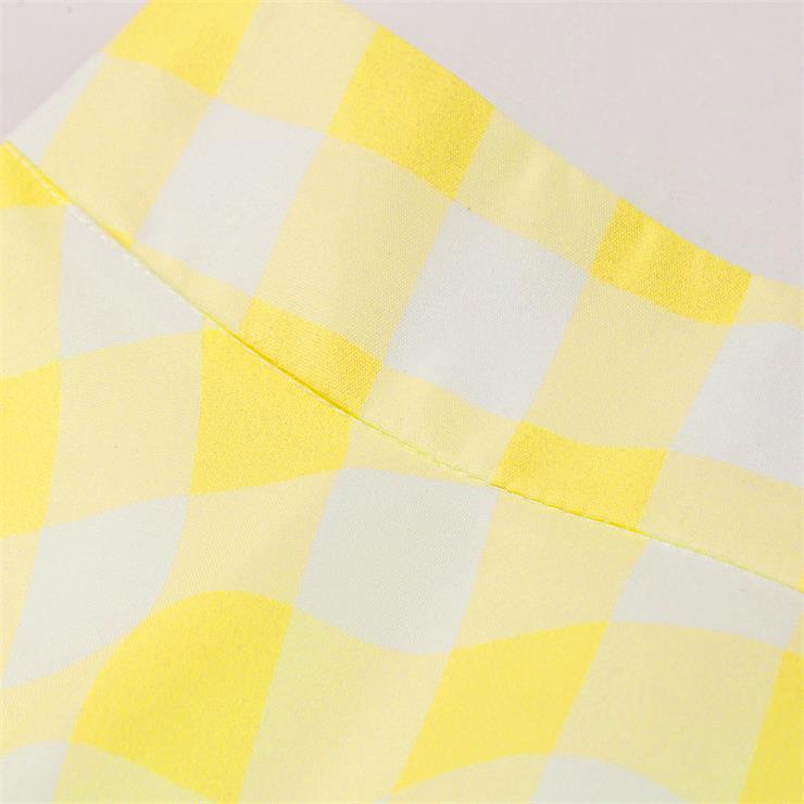 Women's Clothing Plaid Big Swing Ruffle Skirt Vintage High Waist Midi Skirt HG23426