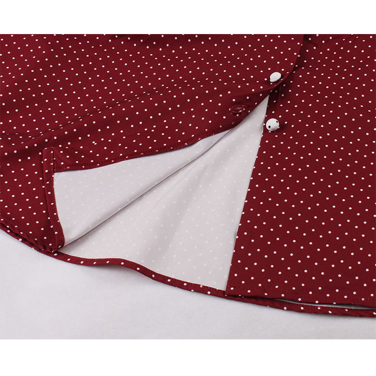 Fashion Polka Dots Tie Collar Sleeveless Front Button High Waist Belted Summer Swing Dress N22260
