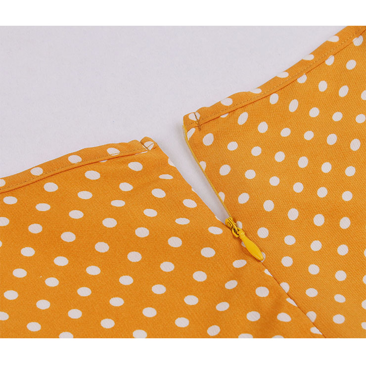 Fashion Polka Dots Print Sweetheart Drawstring Lace-up Short Sleeve High Waist Midi Dress N22256