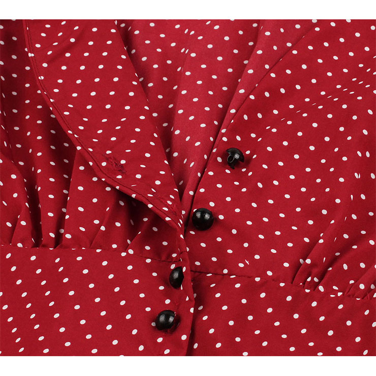 Vintage Rockabilly Polka Dots V Neck Sleeveless High Waist Cocktail Party Swing Dress N19031