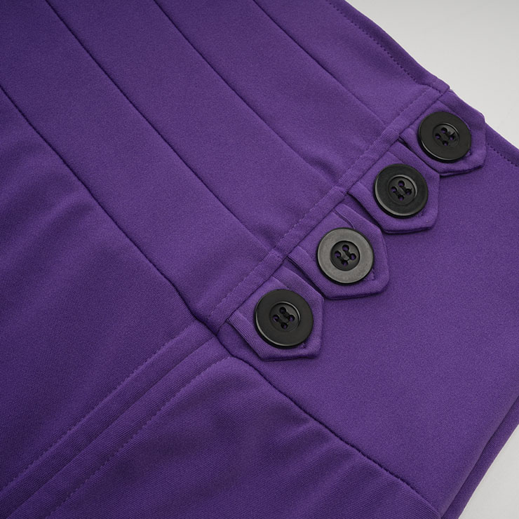 Vintage Gothic Purple High Waist Button Lace Trim Ruffled High-low Skirt N22768