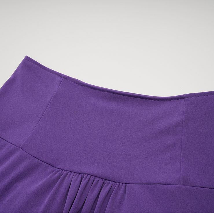 Vintage Gothic Purple High Waist Button Lace Trim Ruffled High-low Skirt N22768