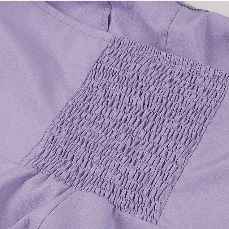 Vintage Purple Hanging Neck Sleeveless Casual Cocktail Big Swing Dress N22748