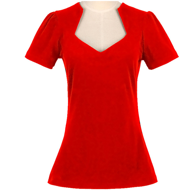 Vintage 1950's Red Cut Out Short Sleeve T-shirt N11855
