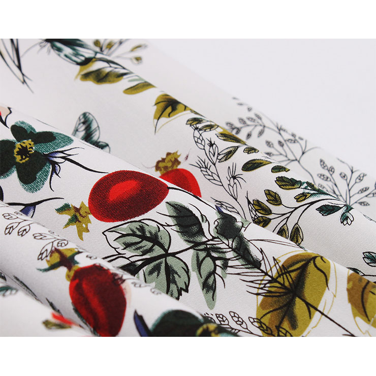 Vintage Floral Printed V Neck High-waisted Sleeveless Cocktail Midi Dress with Belt N19087
