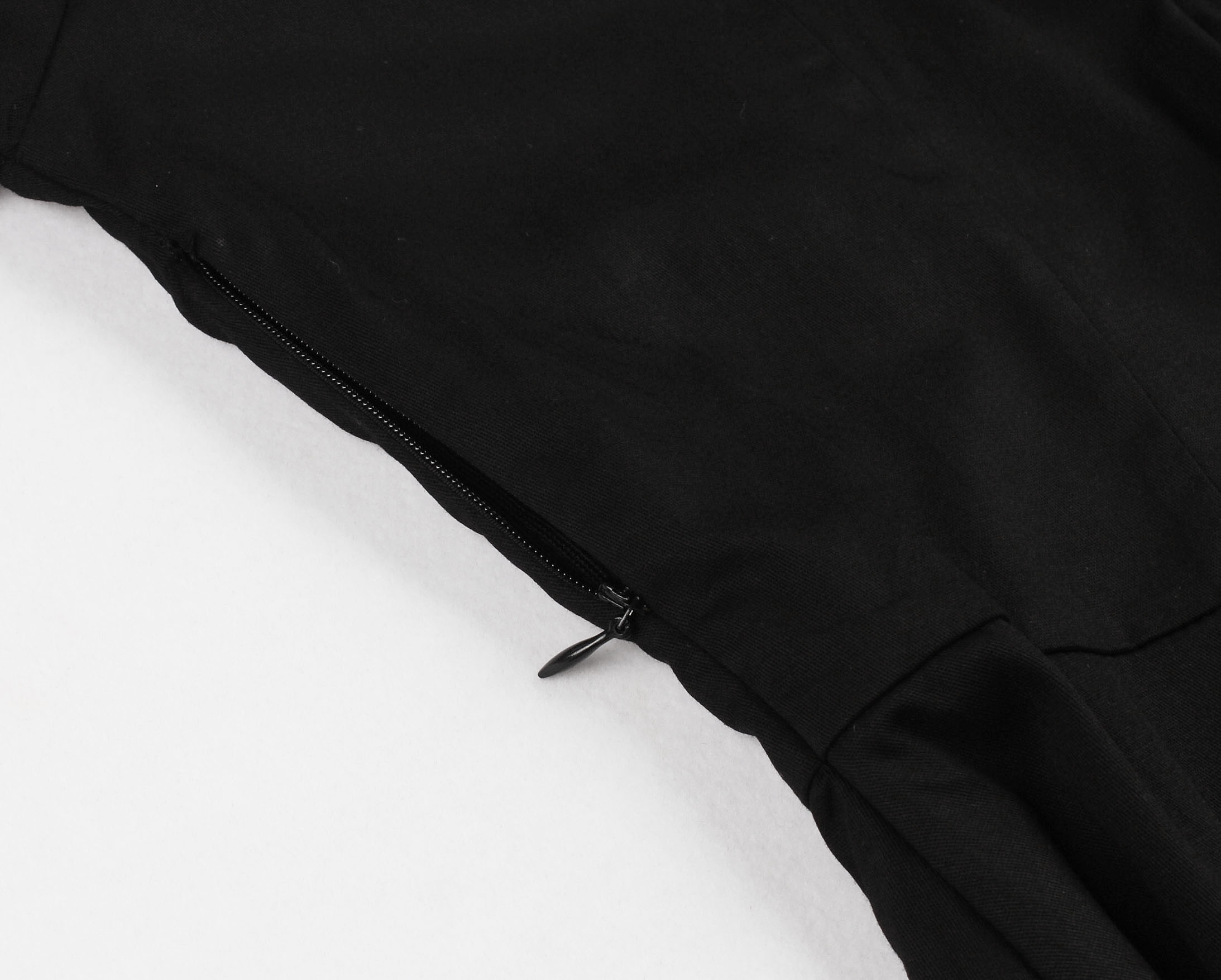 Vintage Color Contrast Turn-down Collar Front Button Short Sleeve Party Swing Dress N21354