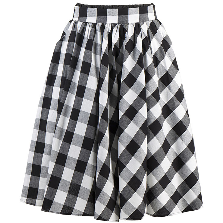 Classic Plaid High Waisted Flared Pleated Skater Skirt HG12183