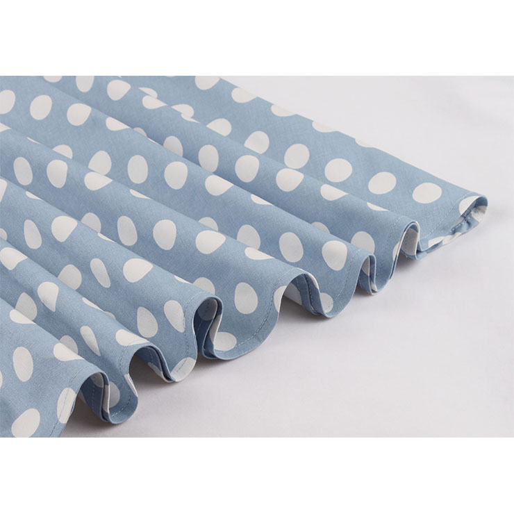 Sexy Light Blue Vintage Strappy Polka Dot Printed Swing Summer Day Dress N18040