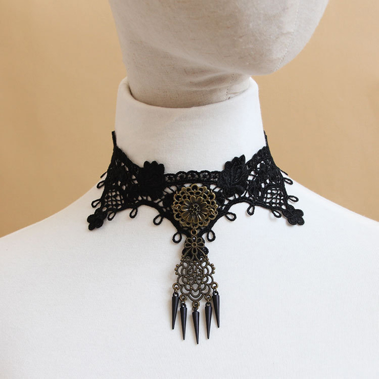 Retro Gothic Lace Metal Flower Chocker J12031