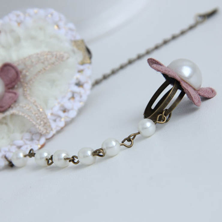 Vintage Style Floral Embroidery Pearl Bracelet with Ring J17921