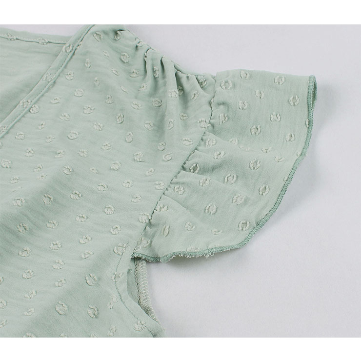 Fashion Surplice Neckline Flutter Sleeve Sash High Waist Ruffle Hem Daily Swing Dress N21859