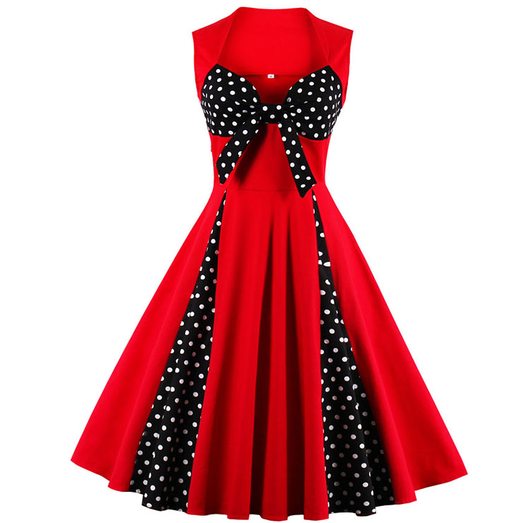 Vintage Red Sweetheart Neck Cocktail Bridesmaid Dress N12758