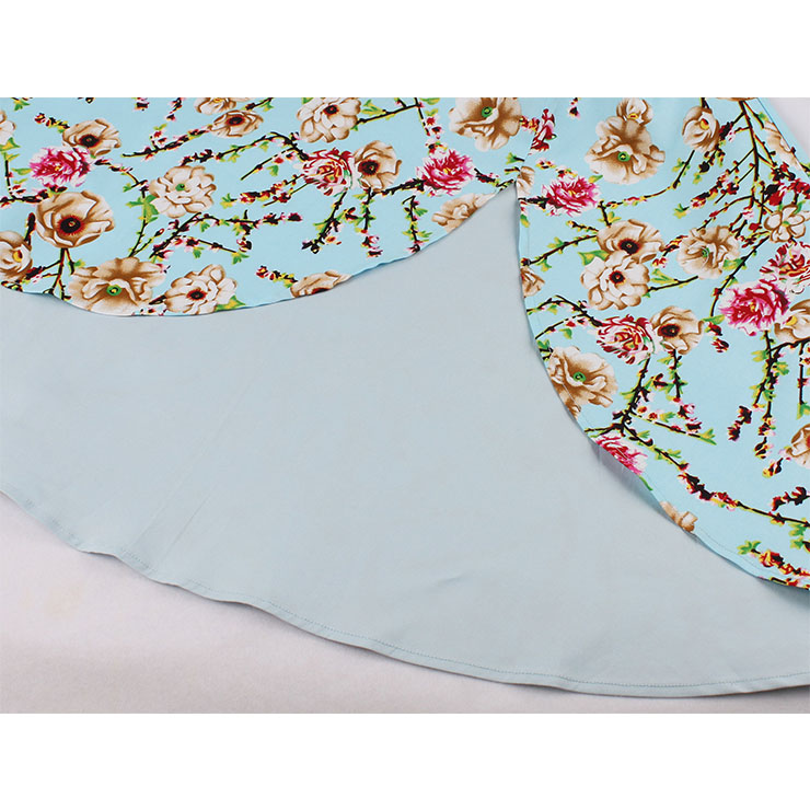 1950s Vintage Sweetheart and Bowknot Bodice Floral Print Straps Cocktail Swing Dress N22050