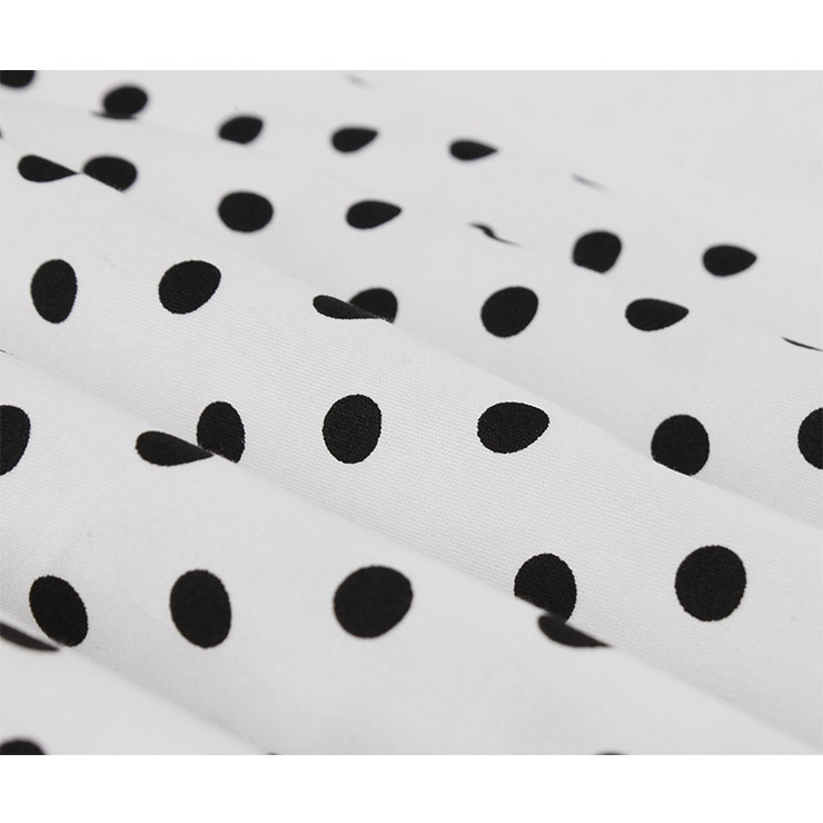 Vintage Sweetheart Neckline Button Bodice Polka Dots Sleeveless Belted Cocktail Midi Dress N21842