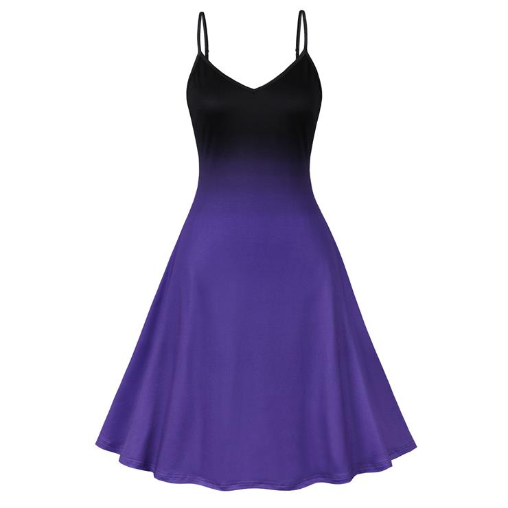 Retro Slim Fit Dark Style Gradually Changing Color Camisole Dress  N23718