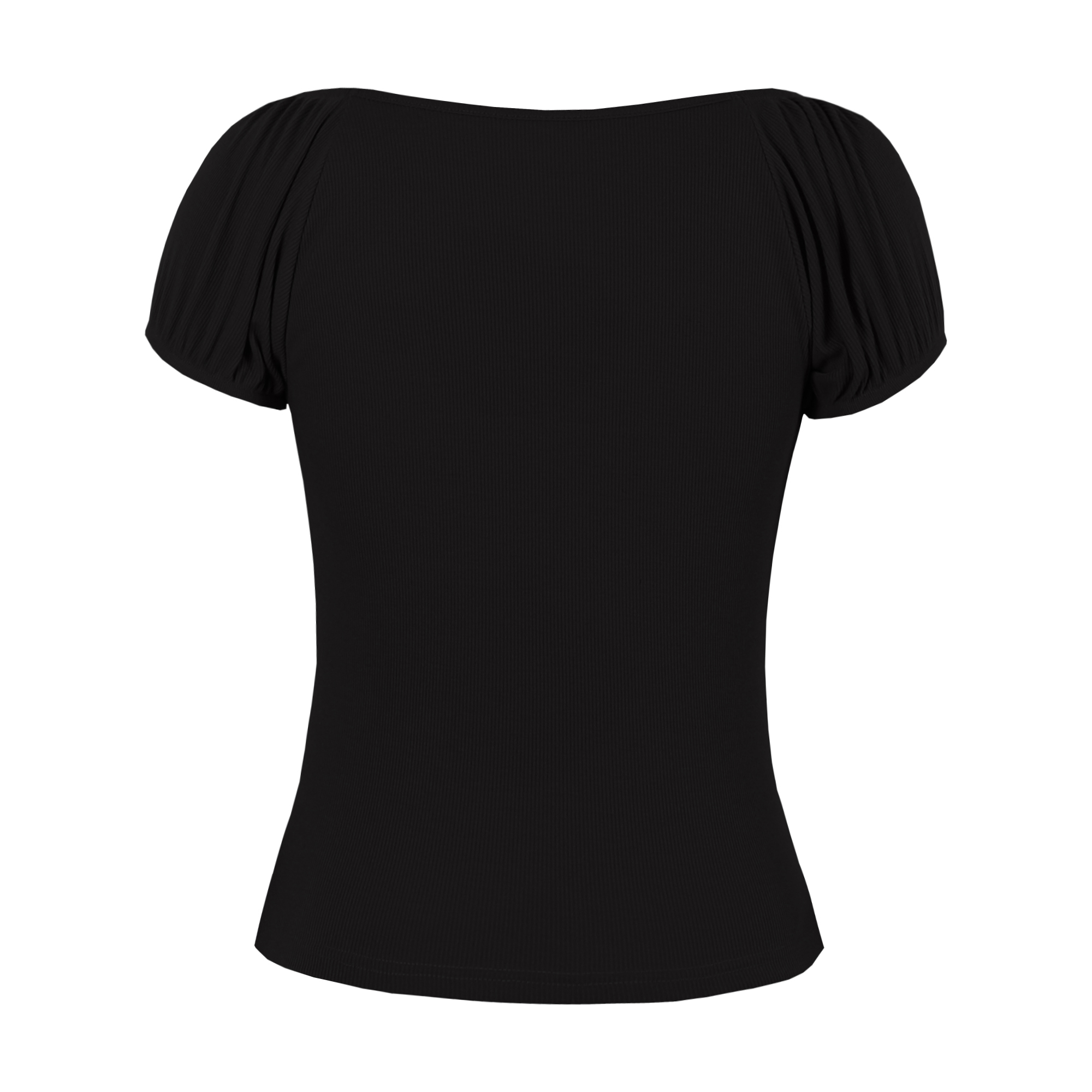 Vintage Black Sweetheart Neckline Lace-up Short Sleeve T-shirt Slim Crop Top N21342