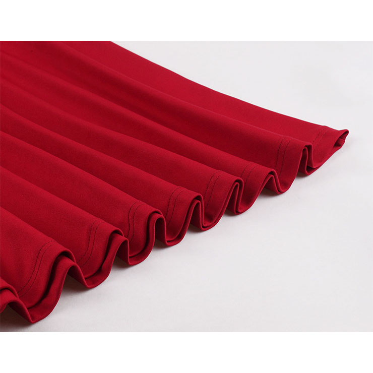 Vintage Women Solid Color Tie Collar Short Sleeve High Waist A-line Midi Dress N19594