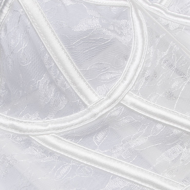 White Lace Corset Bustier with Back Lace - up & Boning N23925
