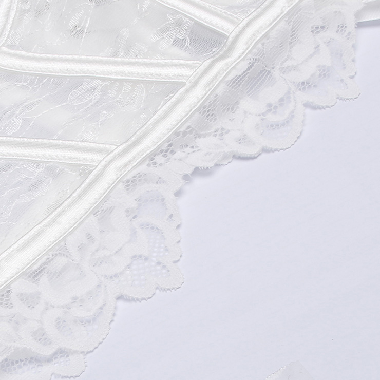 White Lace Corset Bustier with Back Lace - up & Boning N23925