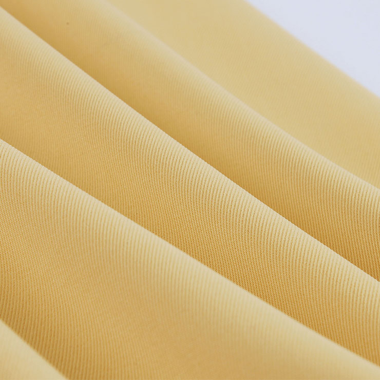 Vintage Yellow Turndown Collar Cap Sleeves High Waist Cocktail Party Swing Dress N22740