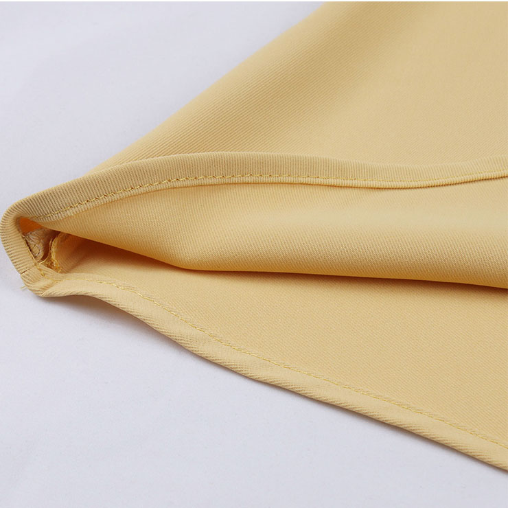 Vintage Yellow Turndown Collar Cap Sleeves High Waist Cocktail Party Swing Dress N22740