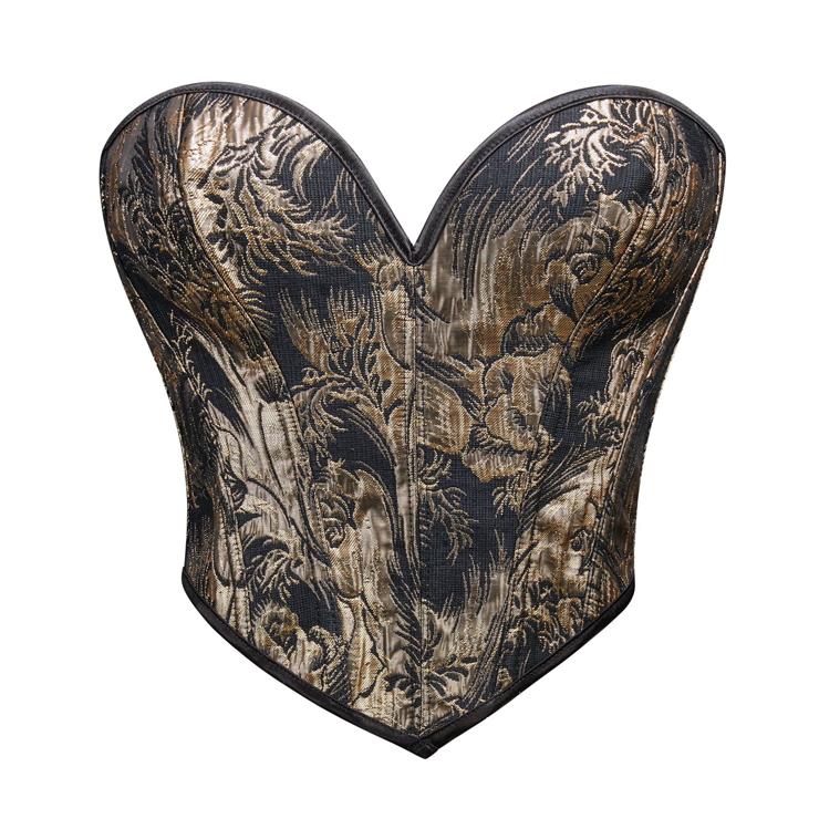 Gold Printed Strapless Women's Strapless Bustier Sexy Body-Shaping Top N23639