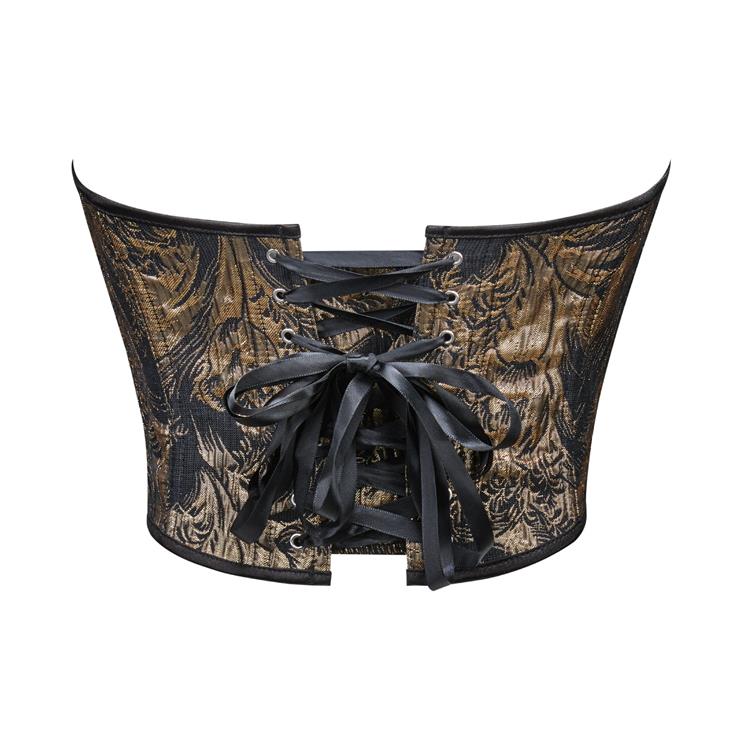 Gold Printed Strapless Women's Strapless Bustier Sexy Body-Shaping Top N23639
