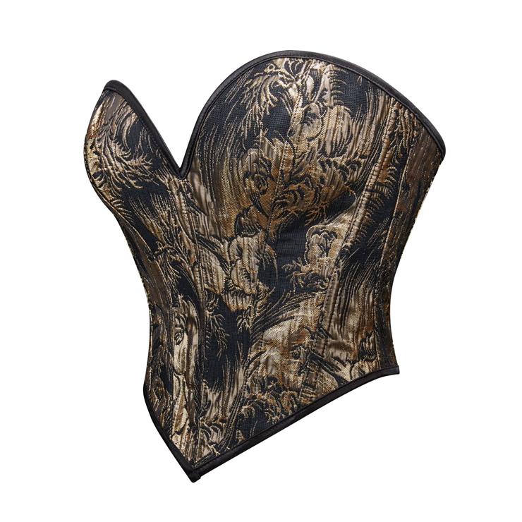 Gold Printed Strapless Women's Strapless Bustier Sexy Body-Shaping Top N23639