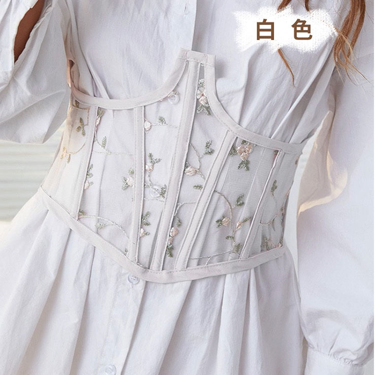 Fashion Spinning Embroidery Back Lace-up Elastic Wide Girdle  Belt N22314