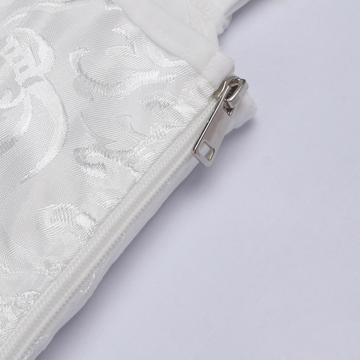 White Lace-Up Dance Bustier Corset with Ruffle Shoulder Straps and Scalloped Hem N237869