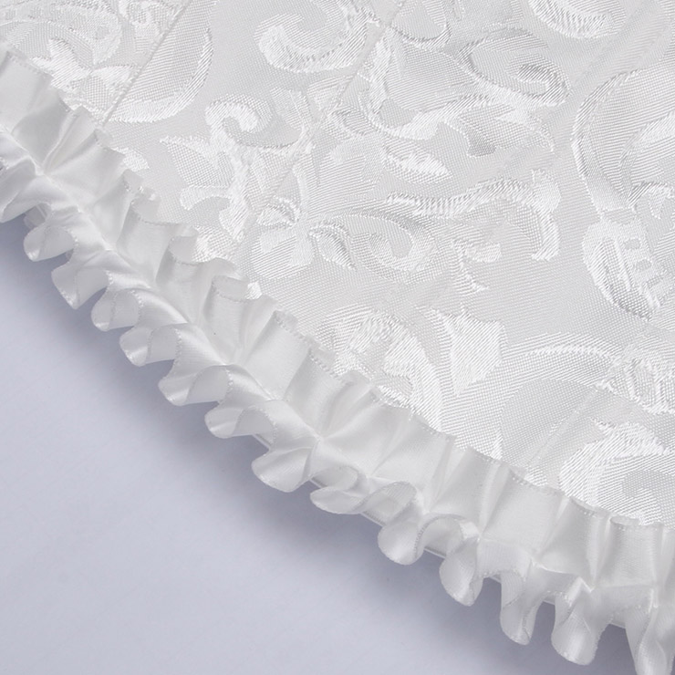 White Lace-Up Dance Bustier Corset with Ruffle Shoulder Straps and Scalloped Hem N237869
